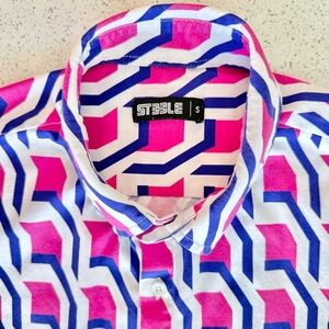 St33le Geometric Print Shirt, Men’s Small, Stretch Cotton, Great Condition